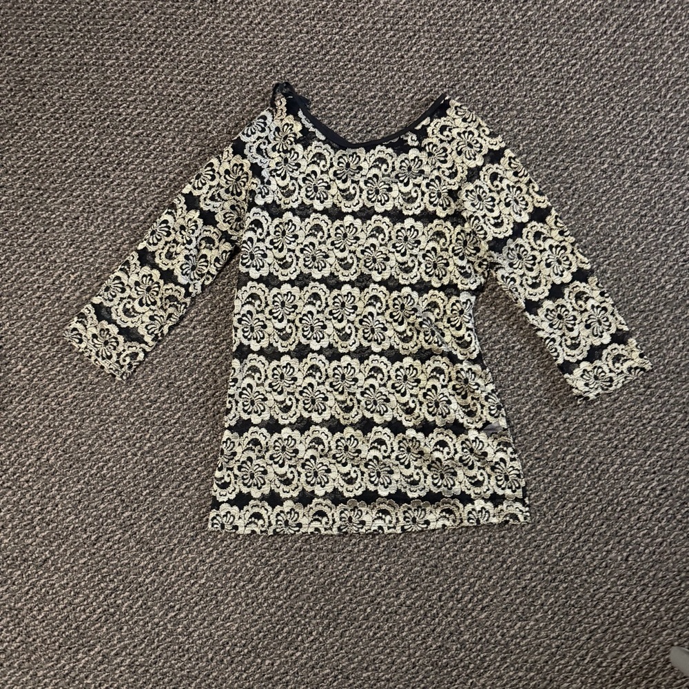 Deb Black and Cream Floral Lace Top